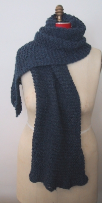 Blue Knit Acrylic Scarf