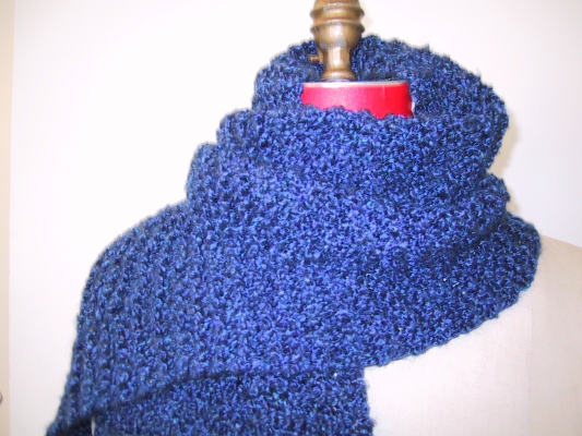 Blue Knit Acrylic Scarf