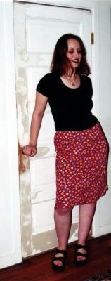 Red Floral Knee-length Skirt